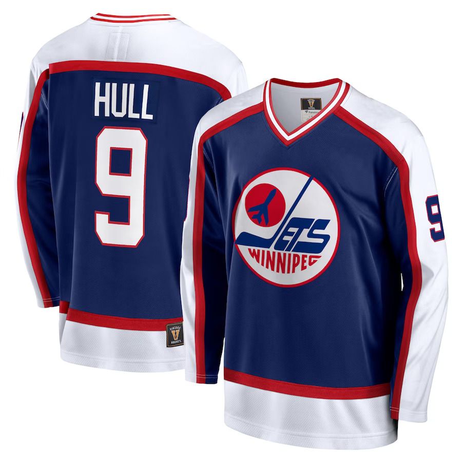Men Winnipeg Jets #9 Bobby Hull Fanatics Branded Navy Breakaway Retired Player NHL Jersey